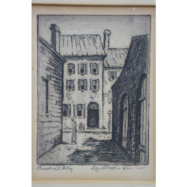 Mid 20th Century 4 Elizabeth O'Neill Verner Charleston Sc Architectural Cityscape Etchings Framed For Sale - Image 6 of 14