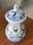 English Vintage Mid 20th Century Meissen Blue Onion Demitasse Coffee Pot With Rosebud Finial Lid For Sale - Image 3 of 12