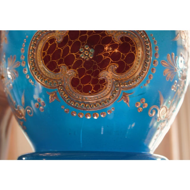 19th Century Antique French Blue Opaline Covered Punch Bowl For Sale - Image 12 of 14