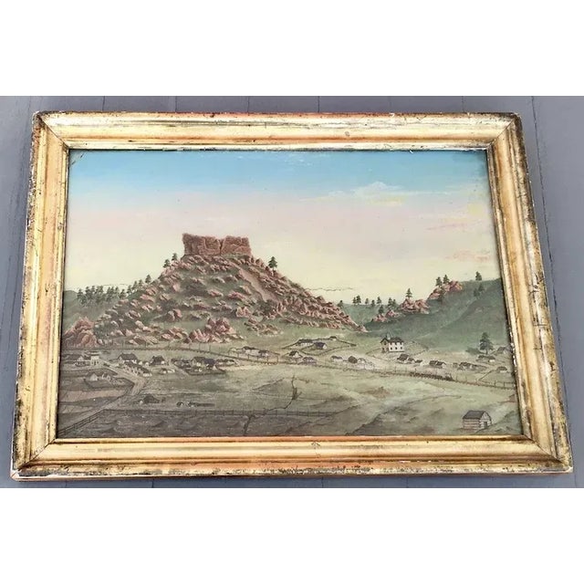Folk Art 19th Century Folk Art American West Colorado Landscape Oil Painting For Sale - Image 3 of 10