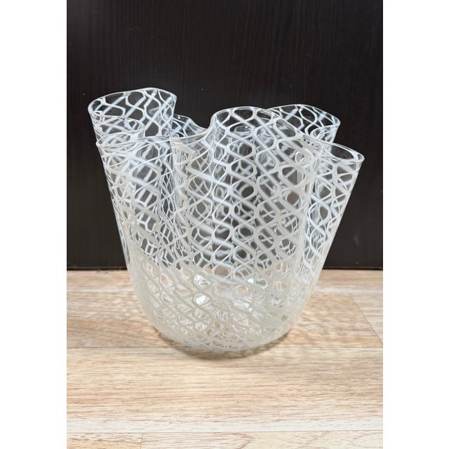 Glass Fulvio Bianconi/Paolo Venini for Murano Large Fazzoletto Art Glass Vase For Sale - Image 7 of 11