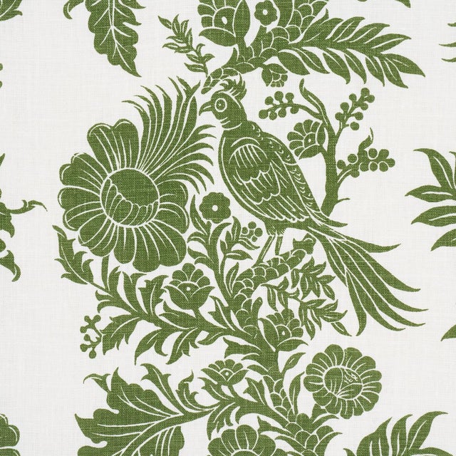 Schumacher SAMPLE - Schumacher X Marie-Anne Oudejans Raven Woods Fabric In Green For Sale - Image 4 of 4