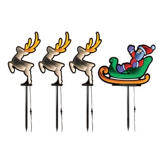 Santa and Sleigh Pathway Light Ekkolight (Set of 4) For Sale