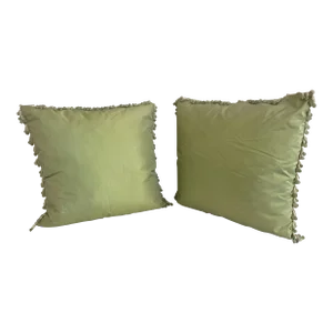 Vintage Toss Pillows With Glass Beaded Trim - a Pair