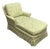 Custom Celadon Green Damask Upholstered Reading Chaise Lounge With Rolled Arms For Sale