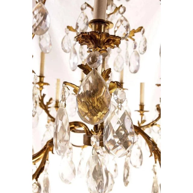 French Gilt Bronze and Cut Glass 14-Light Chandelier, 19th Century For Sale - Image 6 of 7