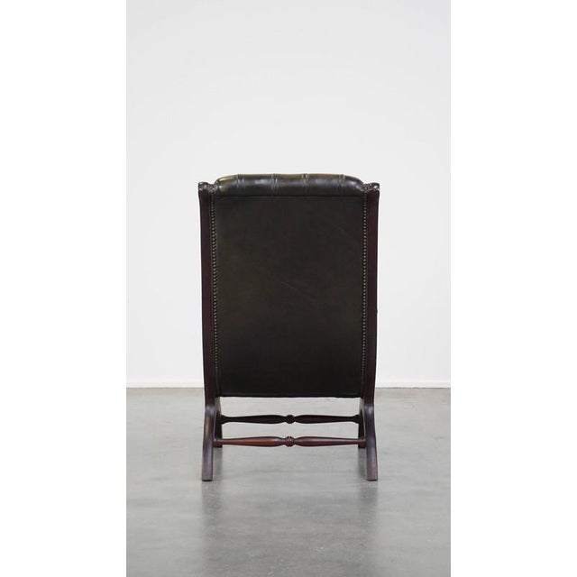 Chesterfield Armchair in Cowhide and Wood For Sale - Image 4 of 14