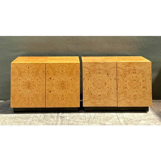 Vintage 1970s Burl Nightstands After Baughman - A Pair For Sale - Image 10 of 12