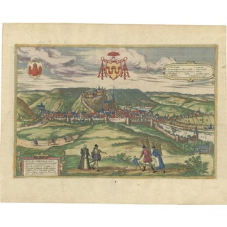 Braun & Hogenberg, Huy (Huum) Cityscape, 1574, Copper Engraving For Sale