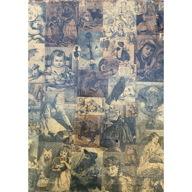 Metal Victorian Three Panel Two Sided Room Divider Decorated with Sepia Decoupage Scenes of the Day For Sale - Image 7 of 11