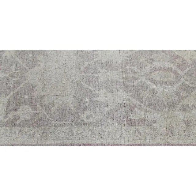 Light Pink Handwoven Light Pink/Green Oushak Style Area Rug 2'9" X 6'10" For Sale - Image 8 of 12