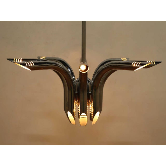 Goffredo Reggiani 1980s Italian Chrome “Pipe” Chandelier by Goffredo Reggiani For Sale - Image 4 of 12
