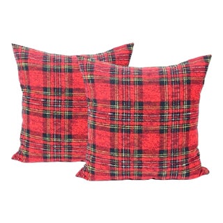 Red Tartan Plaid Scottish Pillow Covers- a Pair For Sale