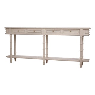 Long Faux Bamboo Console Table For Sale