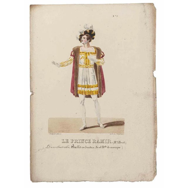 Grands théâtres de Paris - Le Prince Ramir is an original hand-colored lithograph realized by Godefroy Engelmann in the...