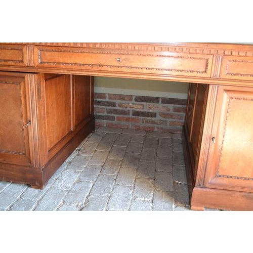 Brown Antique Mahogany Partner Desk For Sale - Image 8 of 10