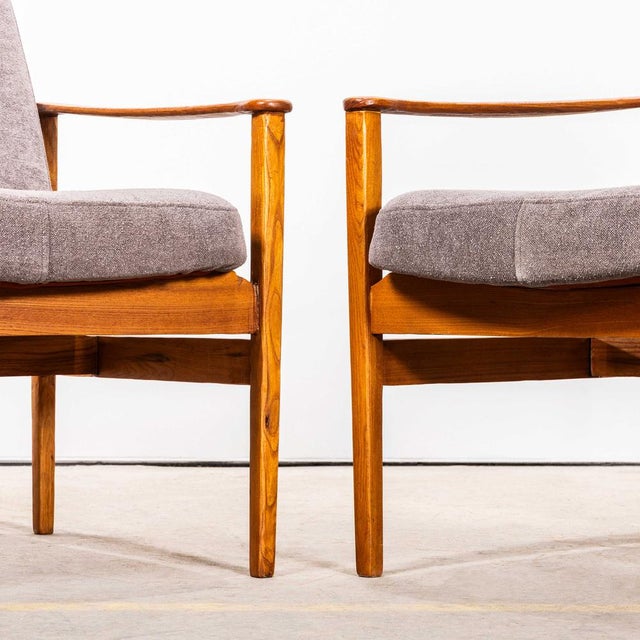 1950s Mid-Century Grey Brushed Cotton Upholstered Armchair, 1950s For Sale - Image 5 of 9