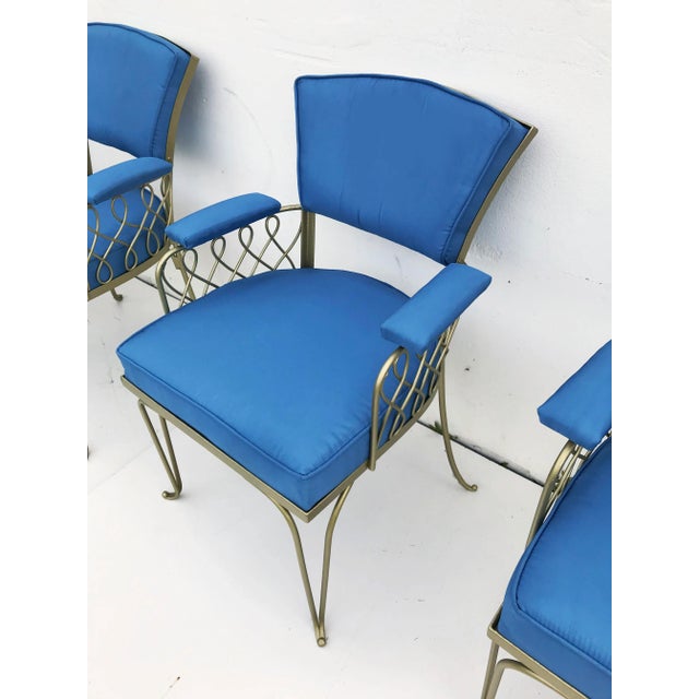 Textile 1940s Vintage Blue Dining Chairs- Set of 6 For Sale - Image 7 of 8