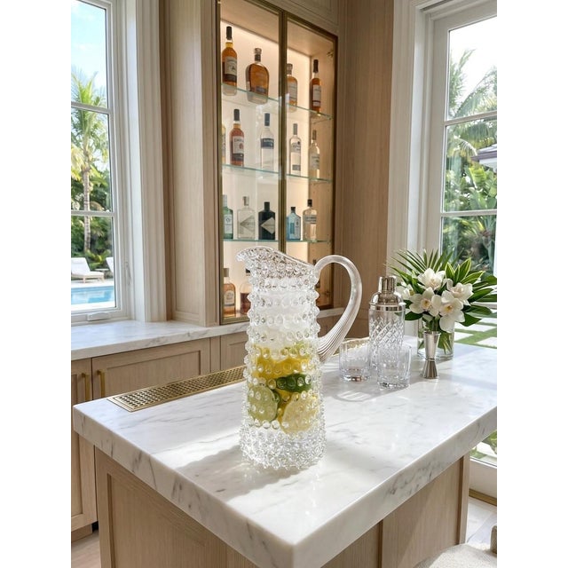 Mid-Century Modern Clear Hobnail Glass Pitcher For Sale In West Palm - Image 6 of 7