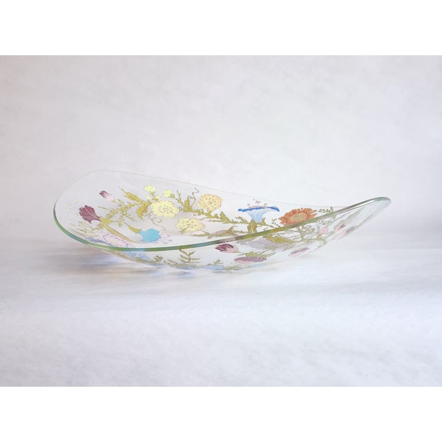 1940s Dorothy Thorpe Wildflowers and Ribbon Sheet Glass Oval Serving Bowl For Sale - Image 12 of 12