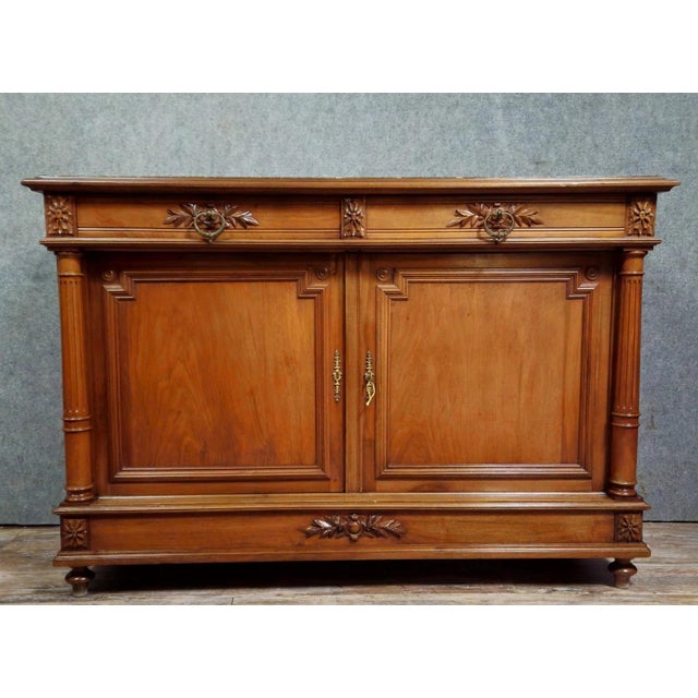 Wood Antique Renaissance-Style Mahogany Sideboard with Marble Top, 1800s For Sale - Image 7 of 7