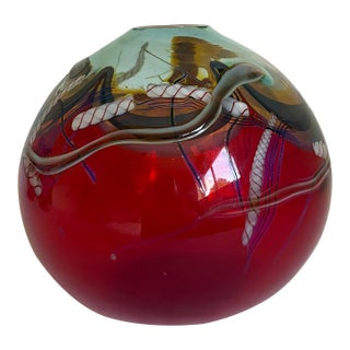 Vintage Large Daniel Edler Graffiti Helix Vase For Sale