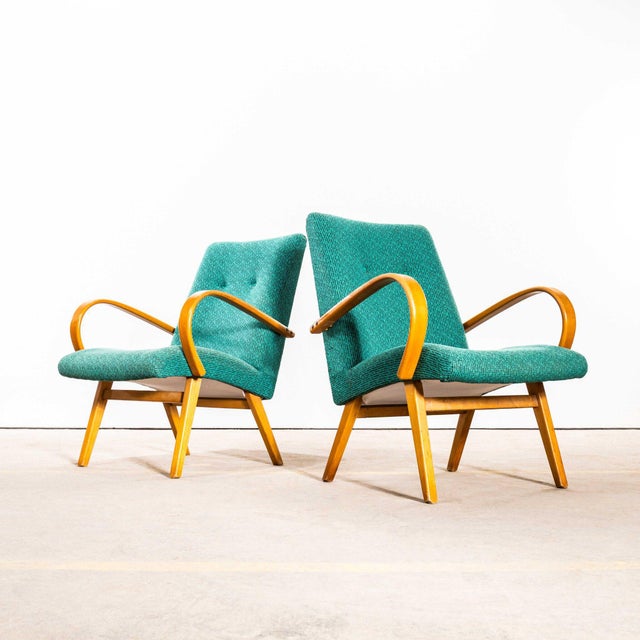 Teal Armchair with Maze Effect, 1960s For Sale - Image 9 of 9