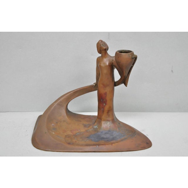 Antique Art Nouveau Austrian Bronze Woman Figural Sculpture Candlestick Holder For Sale - Image 18 of 18