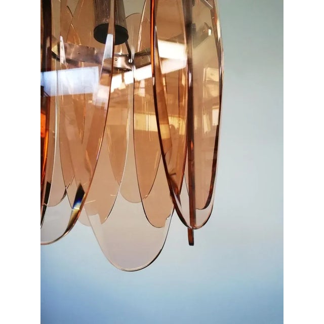 Mid-Century Modern Italian Ground Pink Glass Pendant Lamp from Veca For Sale - Image 11 of 16