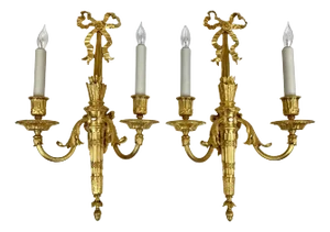 Pair Louis XVI Style Gilt Bronze Sconces by E. F. Caldwell