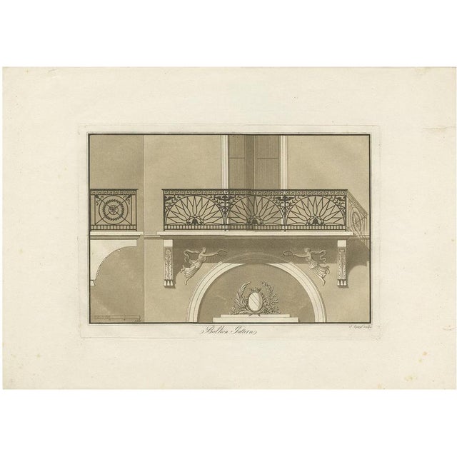 Spiegl, Illustration of the Architecture of a Balcony, 1730, Print For Sale