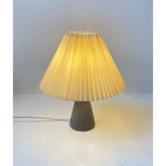 Ceramic Small Vintage Scandinavian Fluted Ceramic Table Lamp by Elisabeth Loholt, 1950s For Sale - Image 7 of 10