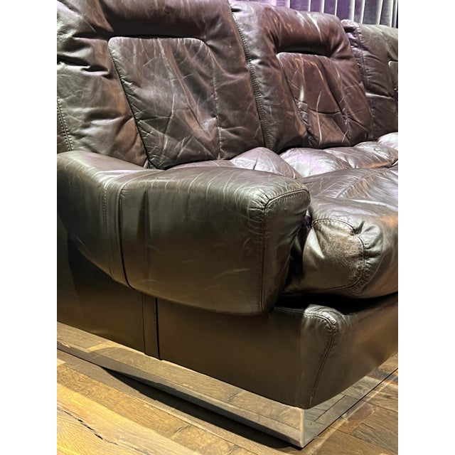 1970s Vintage Leather Sofa For Sale - Image 4 of 6