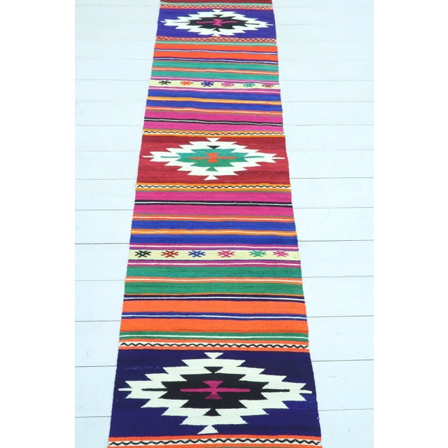 Navy Blue Vintage Turkish Milet Nomads Kilim Rug For Sale - Image 8 of 13