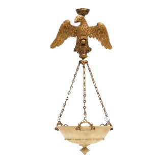 19th Century Late Regency Alabaster and Giltwood Chandelier For Sale