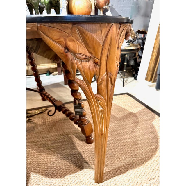 Brown Pair Carved Wood Consoles in the Style of Serge Roche For Sale - Image 8 of 9