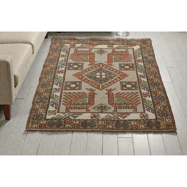 Mid 20th Century Home Living Wool Area Carpet For Sale - Image 9 of 10