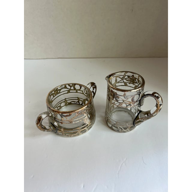 Art Deco Vintage Sterling and Glass Condiment Set-4 Pieces For Sale - Image 3 of 7