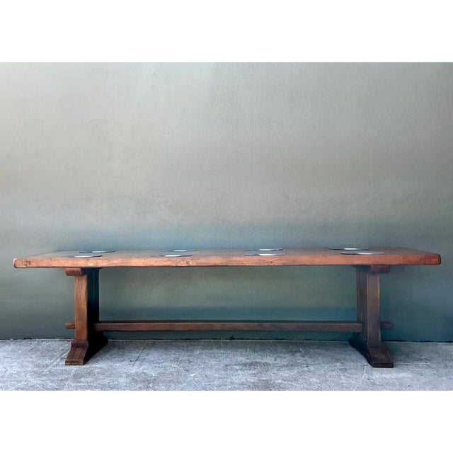 Wood Vintage Monumental Metal Plate Refractory Monastery Table For Sale - Image 7 of 13