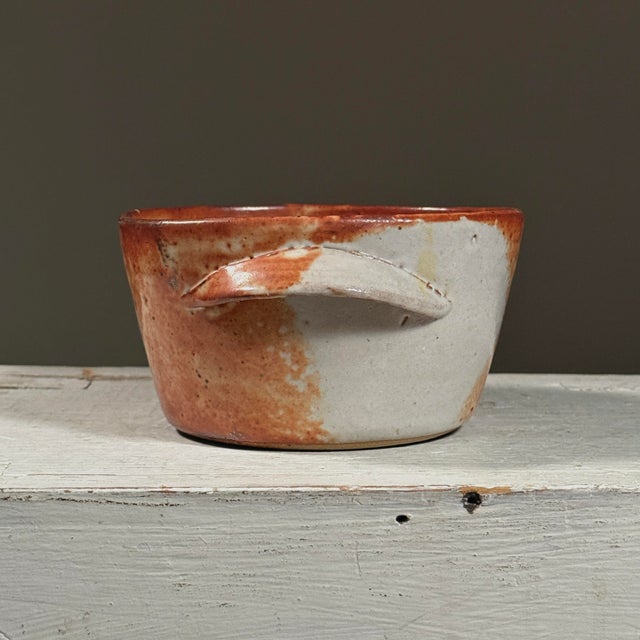 Wood-Fired Shino Ware Vessel with Handles Artist: Signed (see description) Culture/Period: Japan, Late Showa Period...