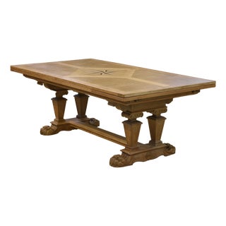 Large Sculptural Oak Table, 1950s For Sale