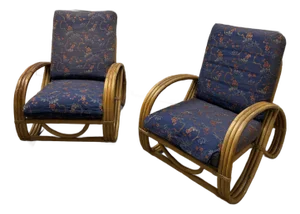 Vintage Rattan Pretzel Armchairs - A Pair