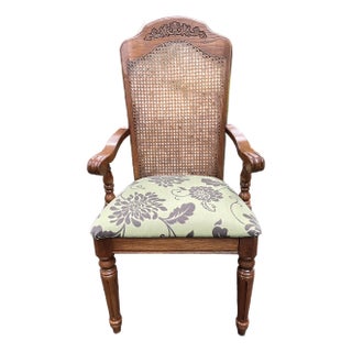 Virginia House Colonial Revival Oak Cane-Back Armchair, C. 1930s For Sale