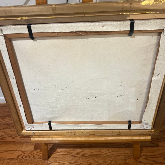 Textile 1970s Modern American Seascape Impressionist Style Oil on Canvas Titled Boats in the Harbour Framed Signed For Sale - Image 7 of 12