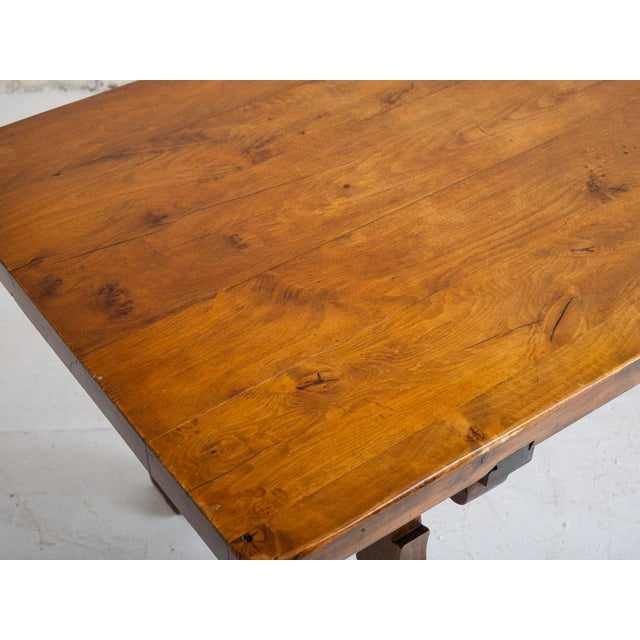 Brown Spanish Rustic Wood Trestle Dining Table For Sale - Image 8 of 13