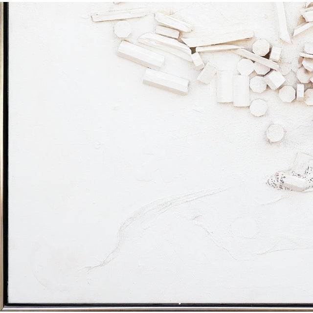 White Juan Sanchez-Juarez Modern Abstract Monochromatic White Assemblage Construction Sculpture on Canvas, Late 20th Century For Sale - Image 8 of 12