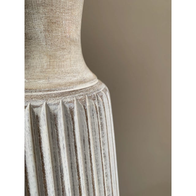 Traditional White Washed Wooden Table Lamp For Sale - Image 3 of 6