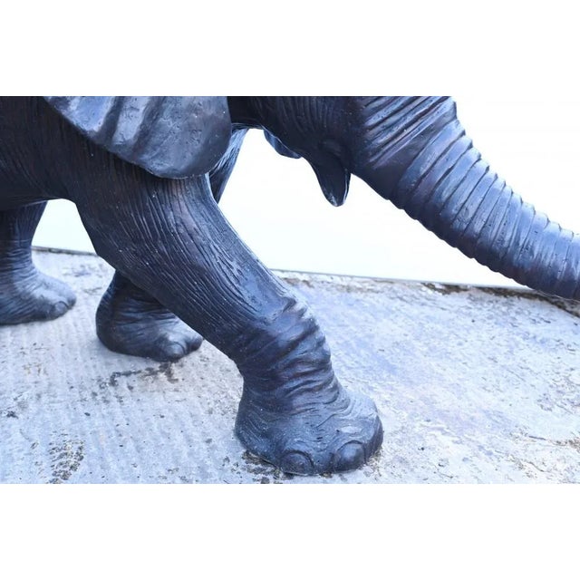 Metal Large Bronze Elephant Garden Statue For Sale - Image 7 of 10
