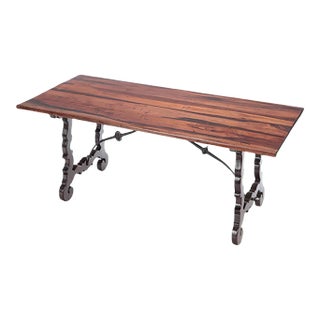 A Brazilian Table With Iron Stretcher. Circa 1940. For Sale