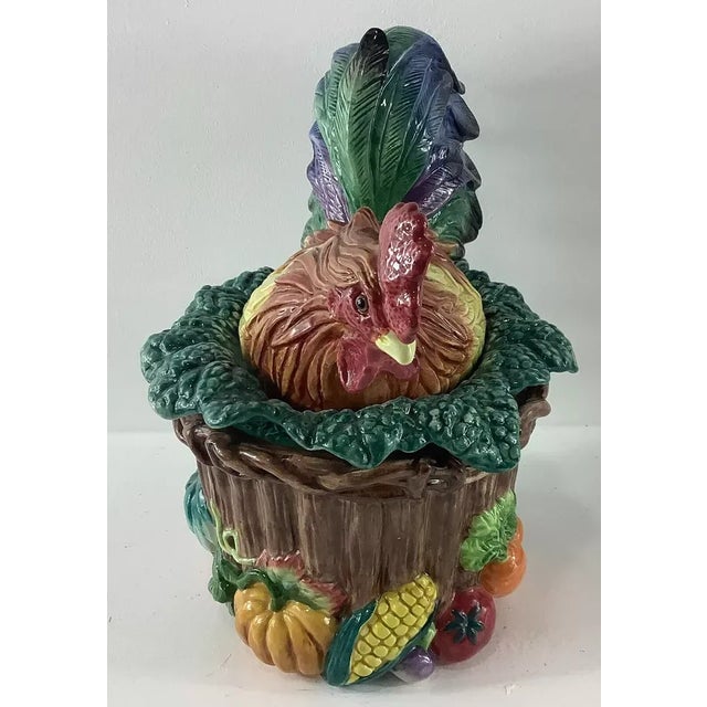 Farmhouse Fitz & Floyd Classics Ceramic Rooster Basket Canister For Sale - Image 3 of 8